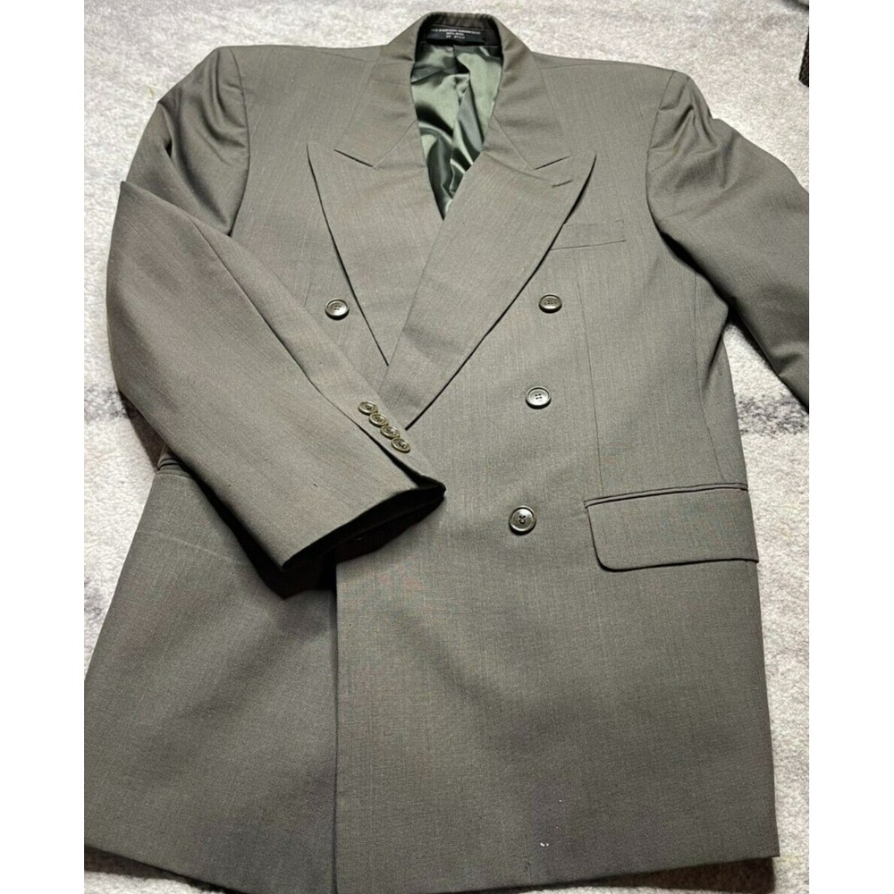 Versini  Mens Blazer 42R XL Sport coat Jacket gray green 100% Wool